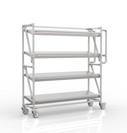 Shelving trolley for crates with 1300 mm wide inclined shelves, SP13030 (4 models) - 1