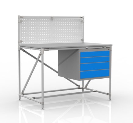 Workshop table from pipe system with perforated panel 240408316 (3 models)