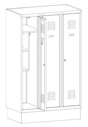 Metal wardrobe with reduced height MSum 330S width 900 mm - 2