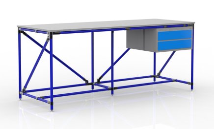 Workshop table with container with two drawers width 2000 mm, 240405314