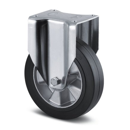 Fixed instrument wheel, black, ø 200 mm, with mounting plate