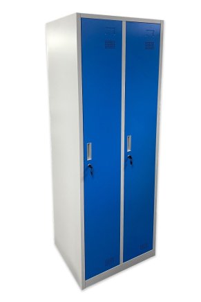 Metal wardrobe with two compartments and cylinder lock - 2