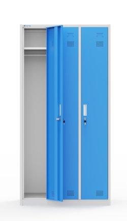 Metal wardrobe with three compartments and cylinder lock - 2