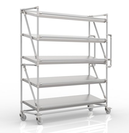 Shelving trolley for crates with 1500 mm wide inclined shelves, SP15040 (3 models)