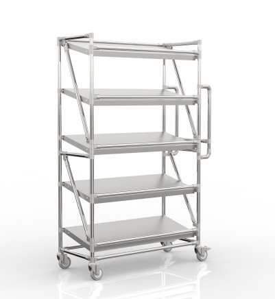 Shelving trolley for crates with 1000 mm wide inclined shelves, SP10040 (4 models)