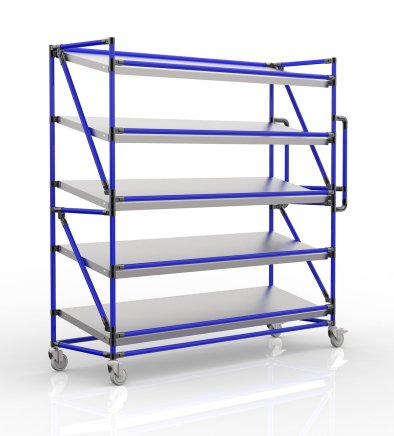 Shelving trolley for crates with 1700 mm wide inclined shelves, SP17040 (3 models)