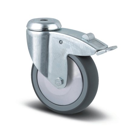 Gray instrument wheel ø 125 mm with total brake, rotatable with cover