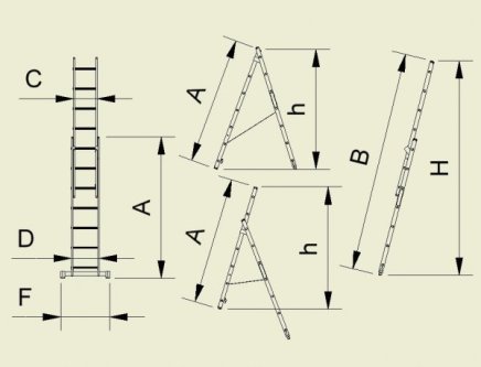 Two-part universal Eurostyle ladder with step adjustment (3 models) - 2