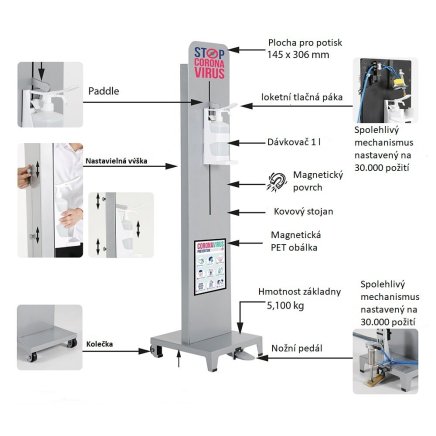 All-metal stand for disinfection with foot control - 3