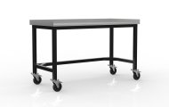 Welded workshop table on wheels with anti-spill edge 24022750