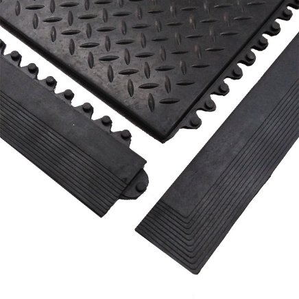 Black rubber leading edge "female" for Diamond Plate Tile mat - 1