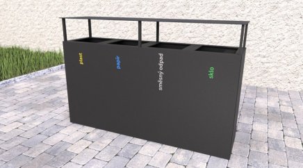 Outdoor bin with canopy for sorted waste Steel IV - 2