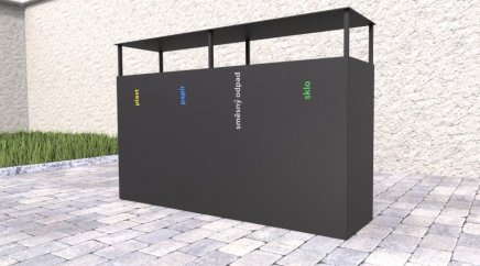 Outdoor bin with canopy for sorted waste Steel IV - 3