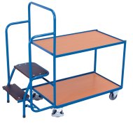 Picking cart with steps, 2 shelves