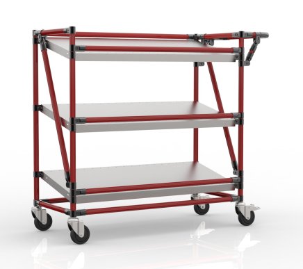 Crate rack trolley with inclined shelves 24042530