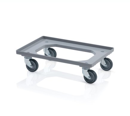 Undercarriage for crates - 4 swivel wheels, gray color