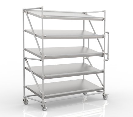 Shelving trolley for crates with inclined shelves 1500 mm wide, SP15060