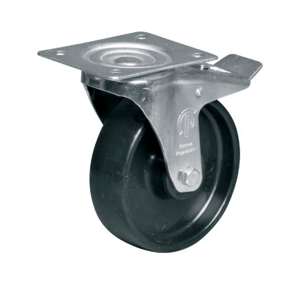 Polypropylene wheel, diameter 125 mm, swivel with brake