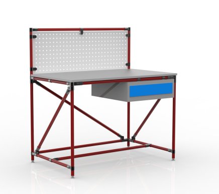 Workshop table from pipe system with perforated panel 240408313 (3 models)