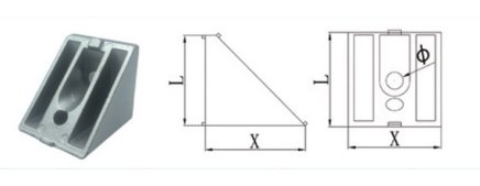 Angle 45°, 40 x 44 mm