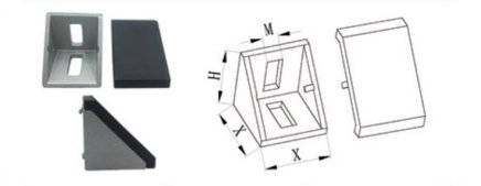 Angle 90° with cap, 38 x 38 mm